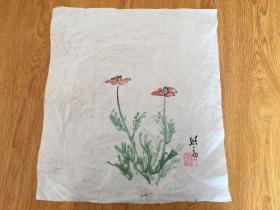 近代日本纸本彩绘《花草图》小作一幅