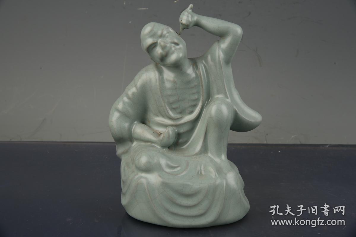 宋汝瓷天青釉十八罗汉人物摆件