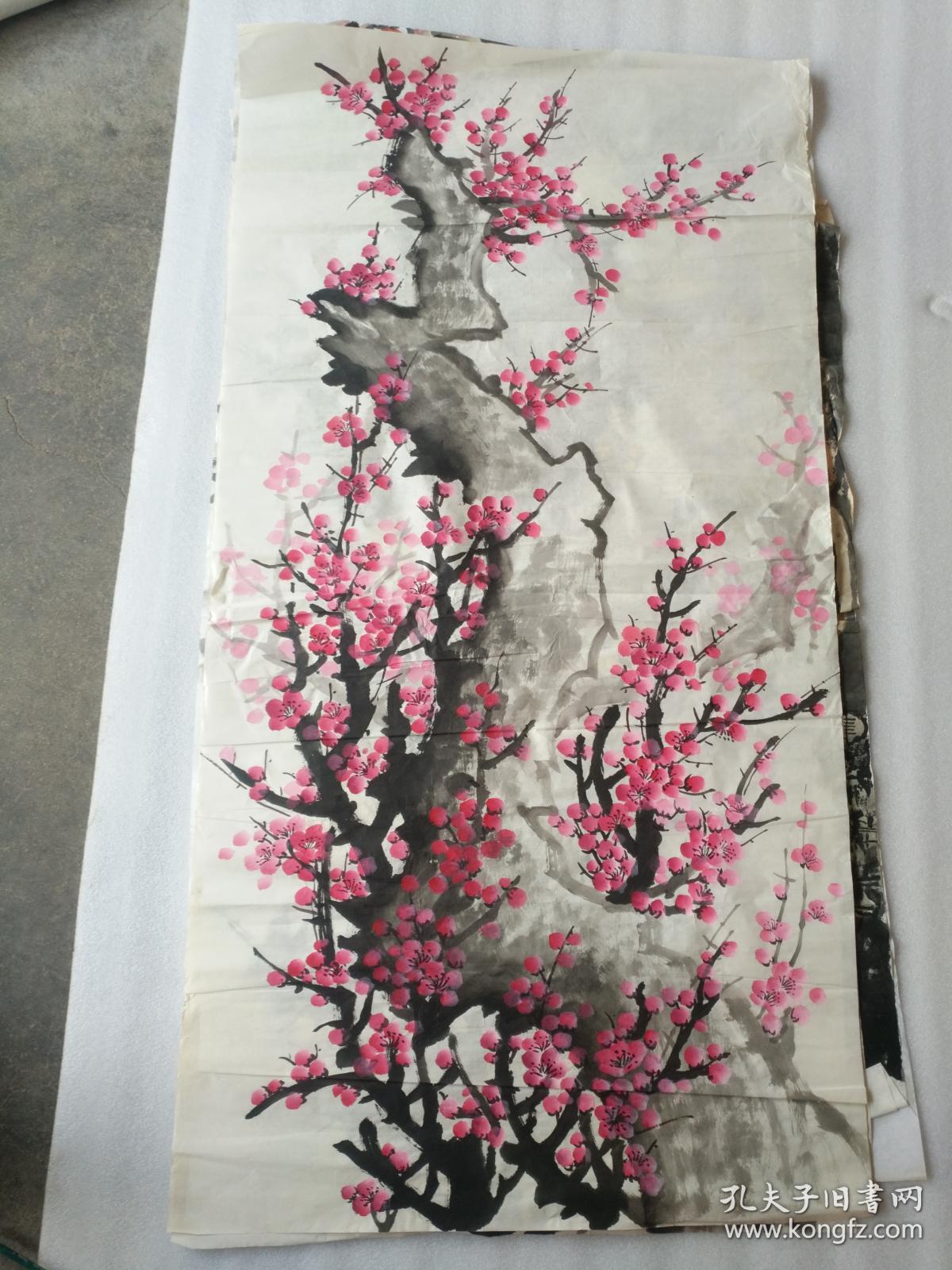 书法字画201810278画院流出无款精品手绘国画梅花图四尺整张长130厘米