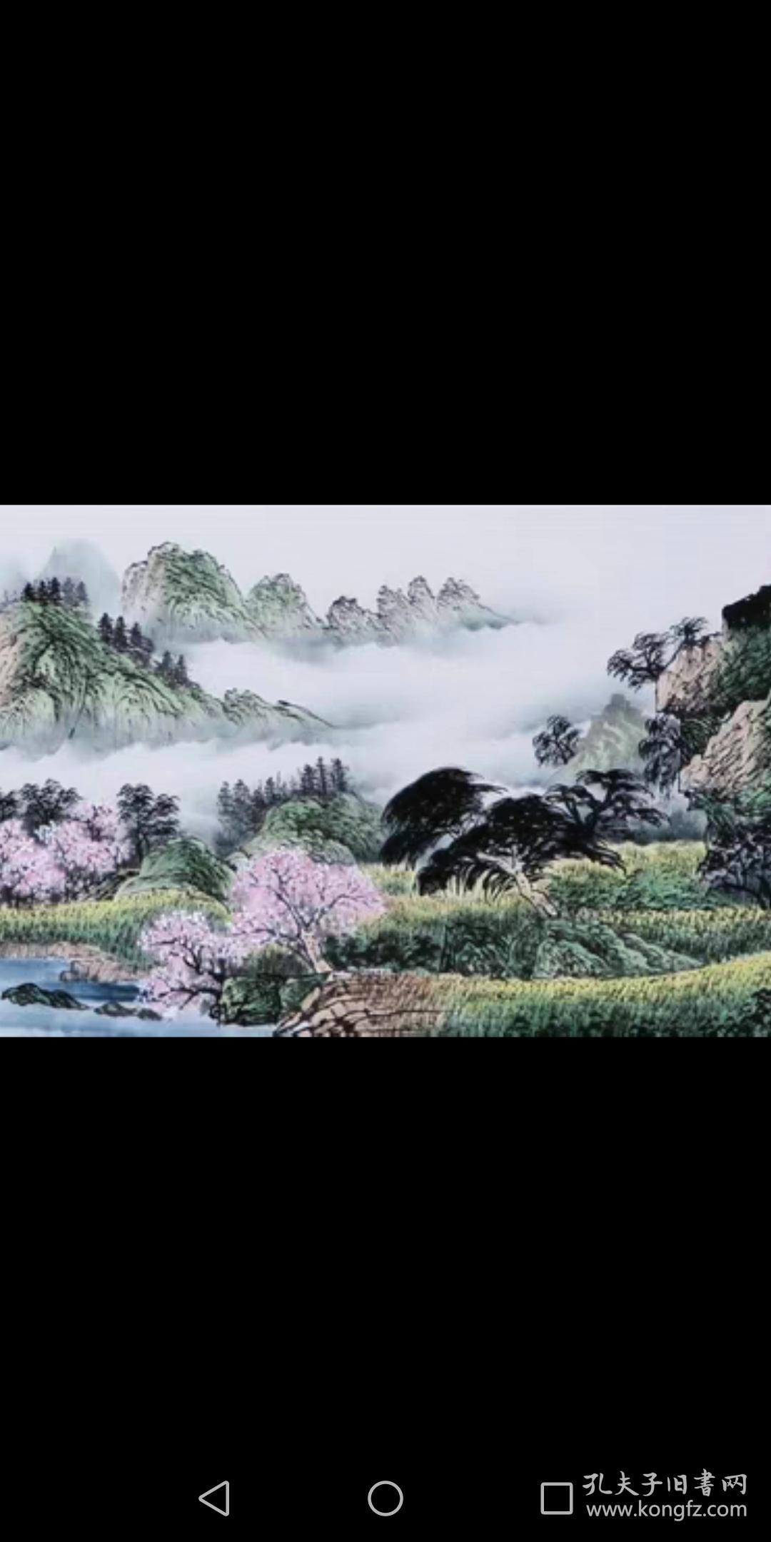 名家张仁芝桃花山水国画纯手绘