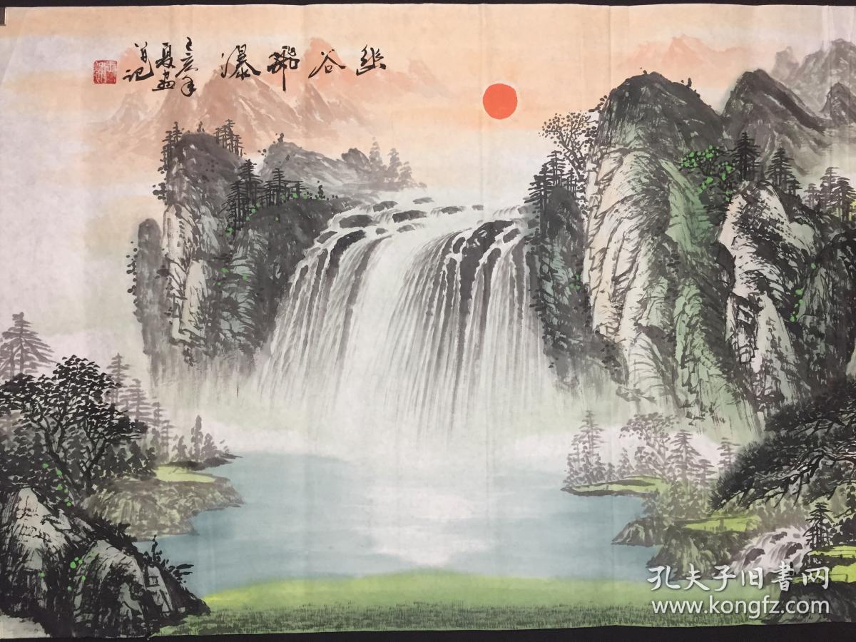 【臻品】中美协会员,著名画家王辉作品:幽谷飞瀑