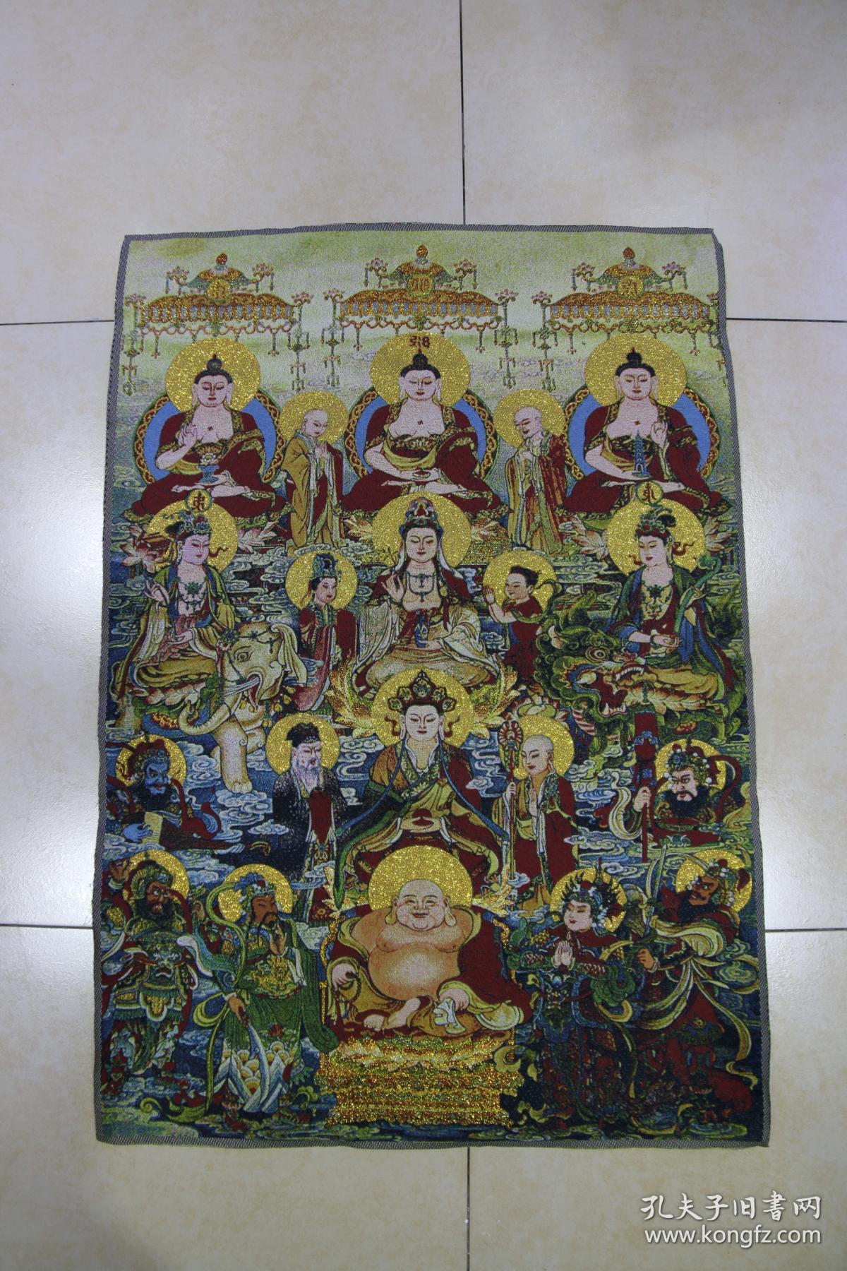 织锦画全堂佛尺寸长90cm宽60cm