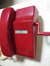 老电话机：八十年代红色桌式磁石电话机 灵鸟牌HC-19型