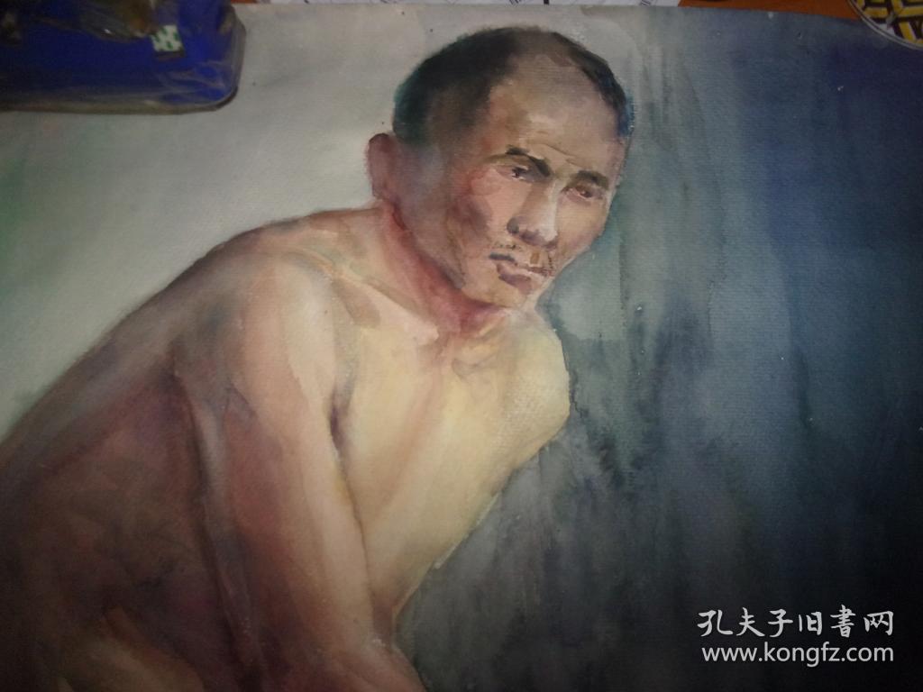 布面油画男人裸体款为刘英画大幅品以图为淮