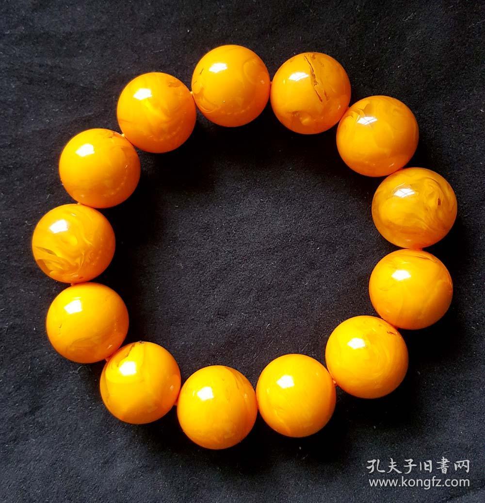 波罗的海琥鸡油黄蜜蜡手链圆珠琥珀手串男女饰品礼物情侣款