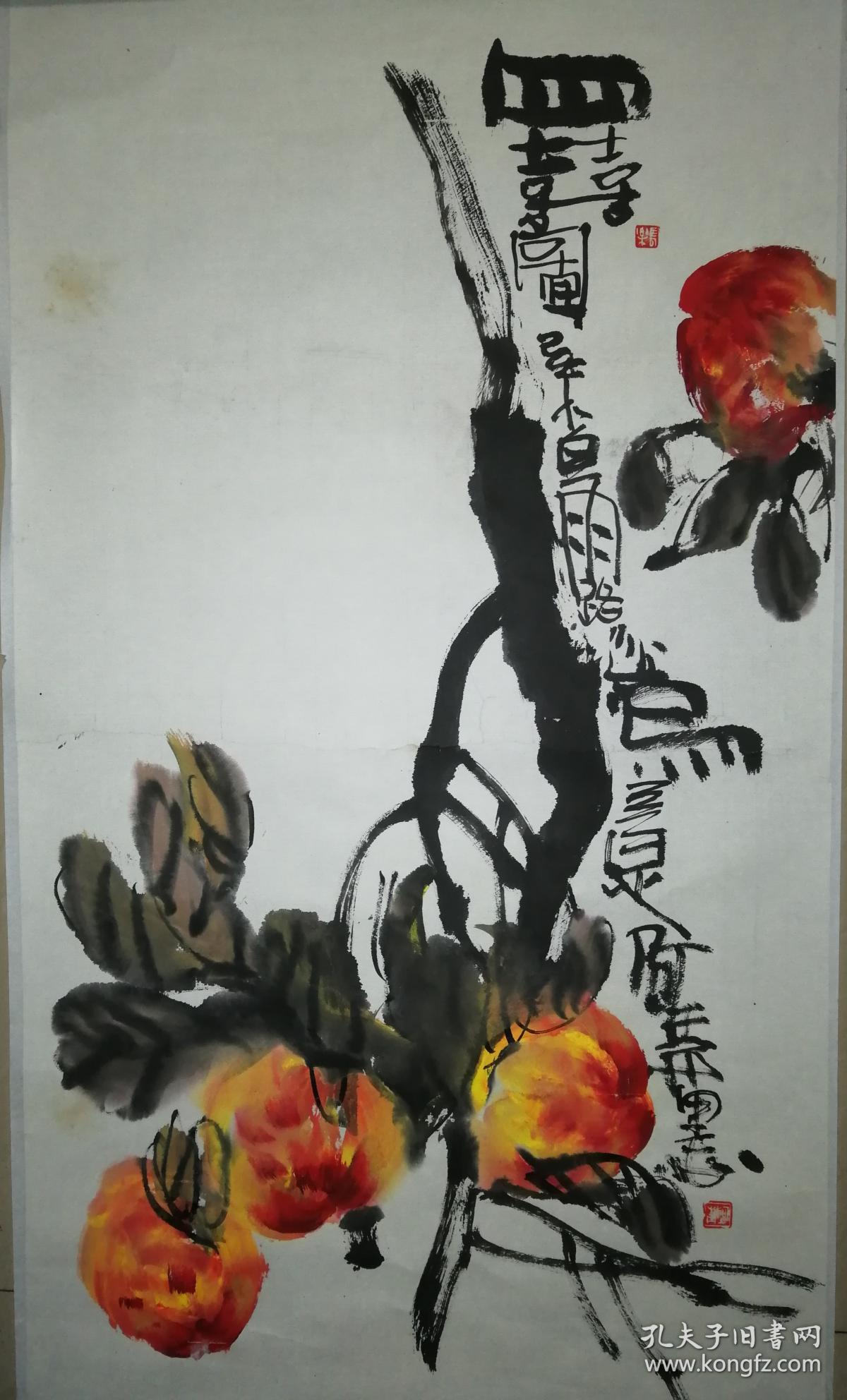 当代著名画家韩青(阿青)大写意花鸟11一幅(保真)