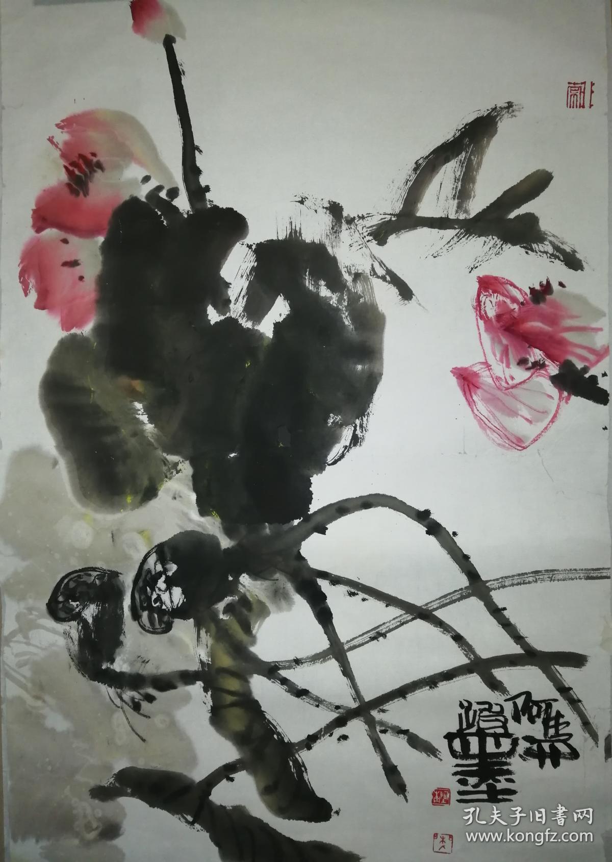 当代著名画家韩青(阿青)大写意花鸟12一幅(保真)