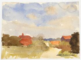 英国水彩原作 Jean Dryden Alexander (1911-1994) - Two Mid 20th Century Watercolour
 尺寸： 15.5 x 24.5