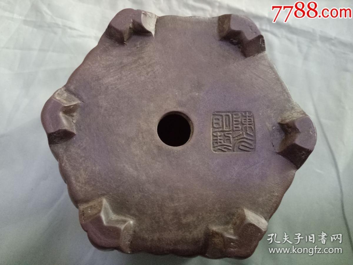 清陈光明紫砂六棱花盆不议价