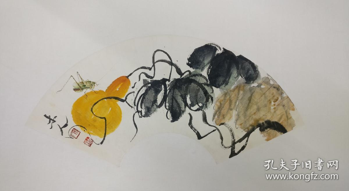 齐白石葫芦蝈蝈扇面
