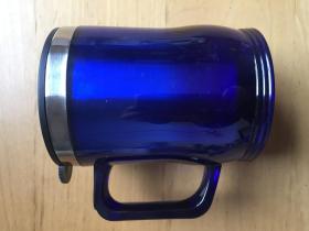 马克杯带盖 不锈钢内胆塑胶家用口杯 蓝色  （企业定制）