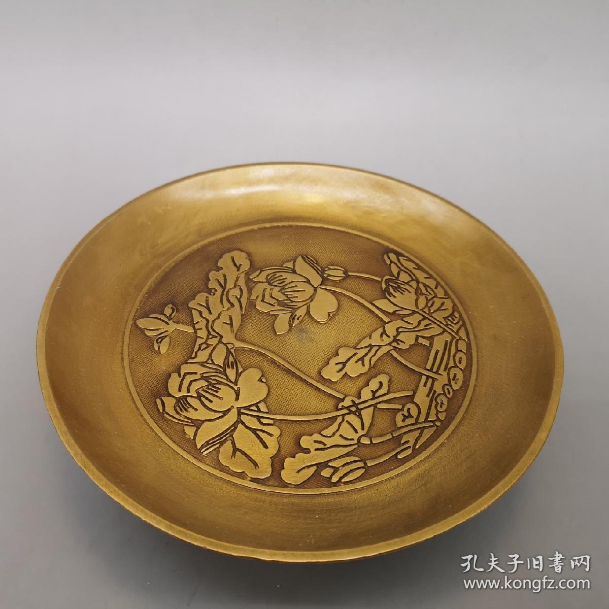 民间旧藏 荷花铜盘