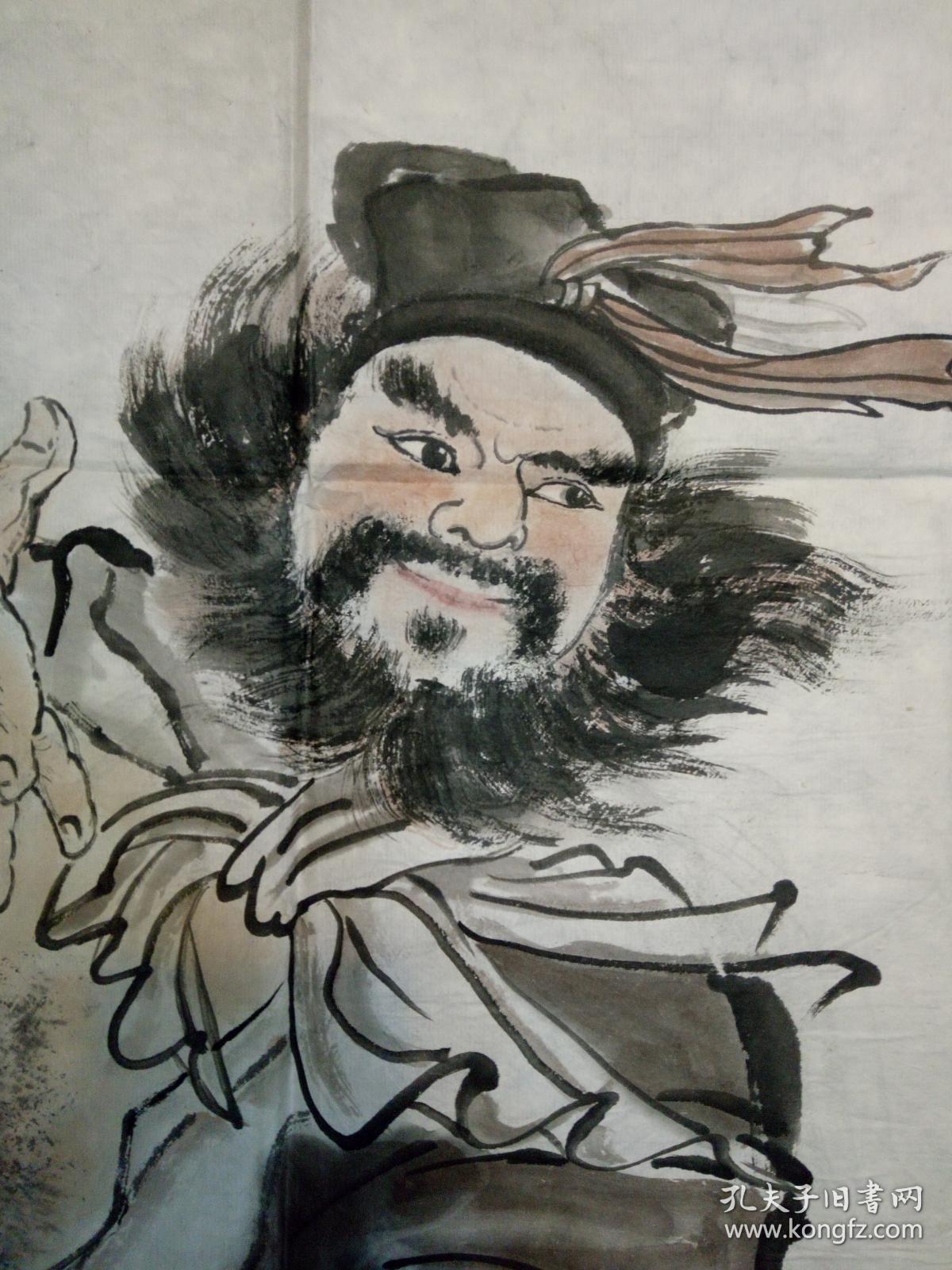 国画人物画 李逵醉春图 原稿手绘真迹 三尺整纸