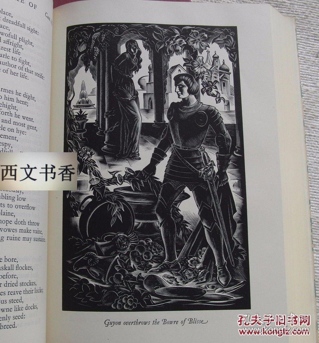 稀少版,斯宾塞著《仙后》艾格尼丝由米勒·帕克精美原创木刻版画,1953