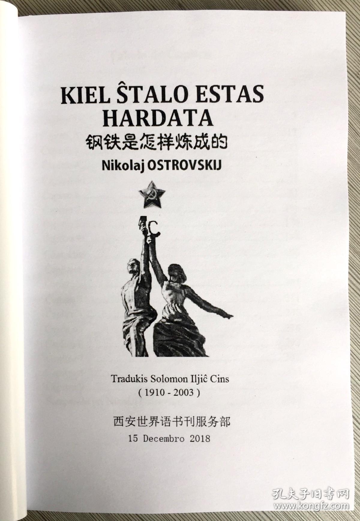 《钢铁是怎么炼成的》世界语+中文版两本合售