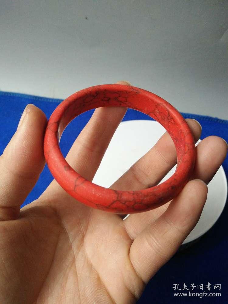 少见清代天然老红松石手镯