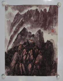 著名美术家、曾任北京画院油画室主任 王路水墨山水画《玉屏夕照》一幅（纸本软片，约2.3平尺，钤印：王路） HXTX102967