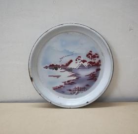 美雅的民国风景纹搪瓷茶盘