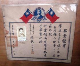 民国36年上海市私立德馨义务小学毕业证书