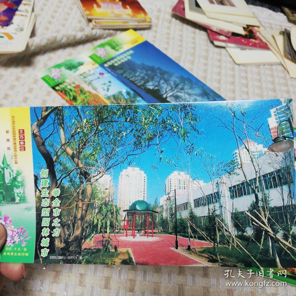 2003年哈尔滨园林明信片10张,图案为哈尔滨景色,2套相同,每套各5张