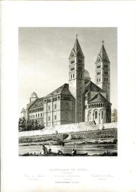 1850年德国Sprie大教堂景观及建筑图雕刻版画（共6幅）30.5×22.5厘米