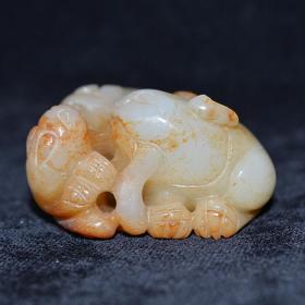 古玩 老玉和田玉猫 把件 古董收藏