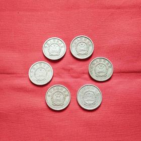 硬分币六枚。流通品。1974-1979