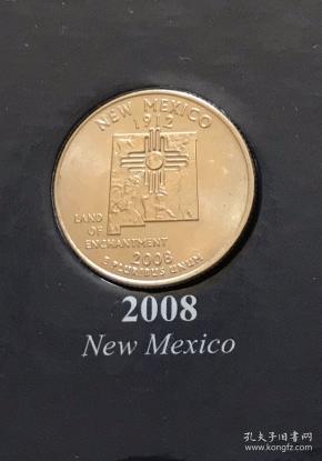 美国50州硬币-2008 new mexico 25美分/ 25cents/1 quarter
