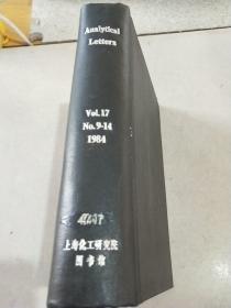 Analytical Letters Vol.17 No.9-14 1984 分析信