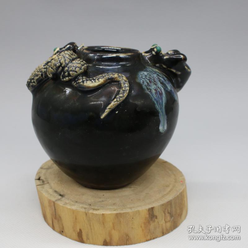 吉州窑黑釉蛇鼠 储物罐 花插 家居艺术摆件 文房用品