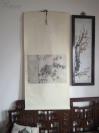 80年代 天津杨柳青画社 水印画一幅 郑板桥《诗竹图》原装裱立轴 品相如图 手工装裱
