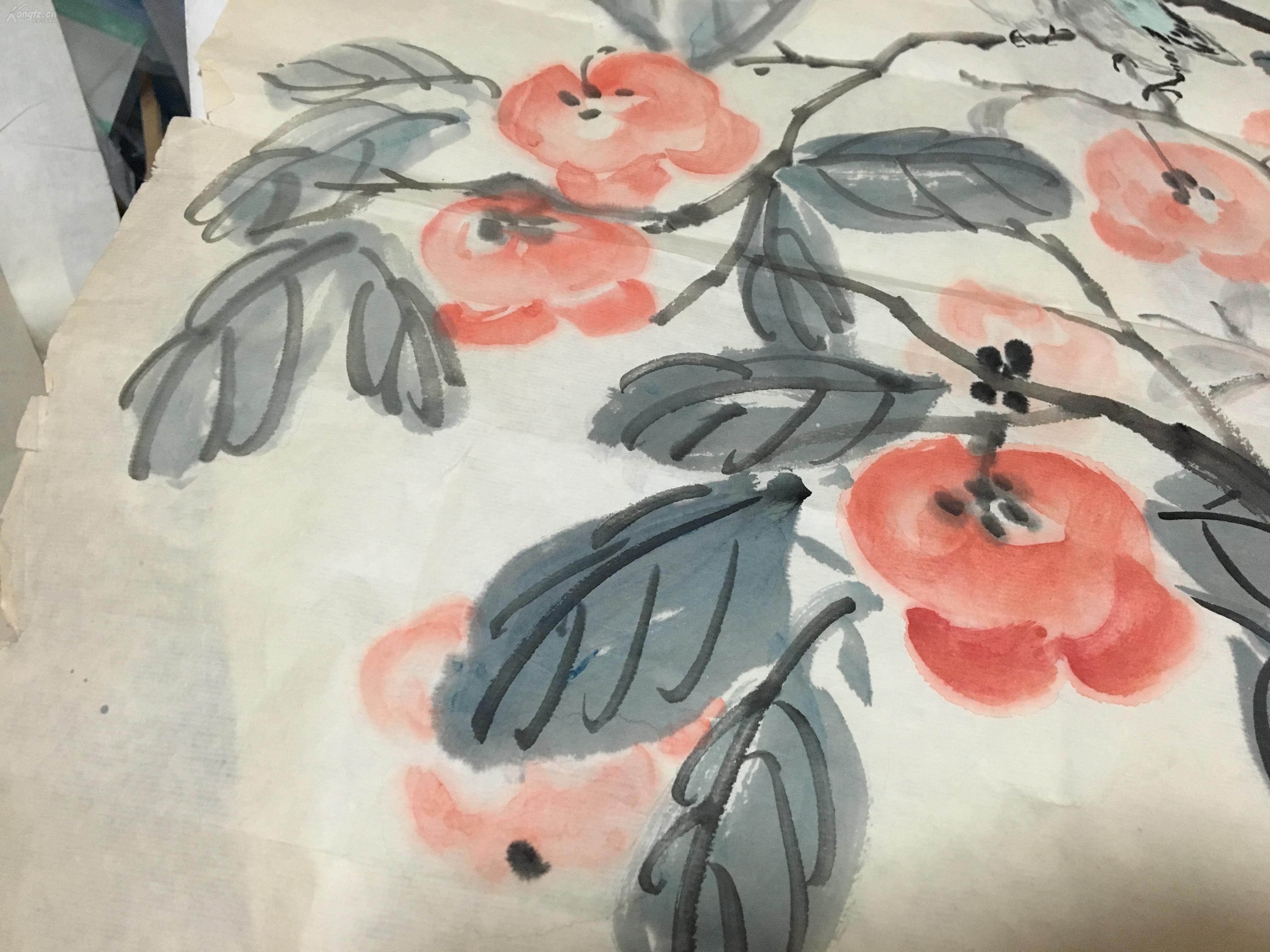 无款水墨画柿子