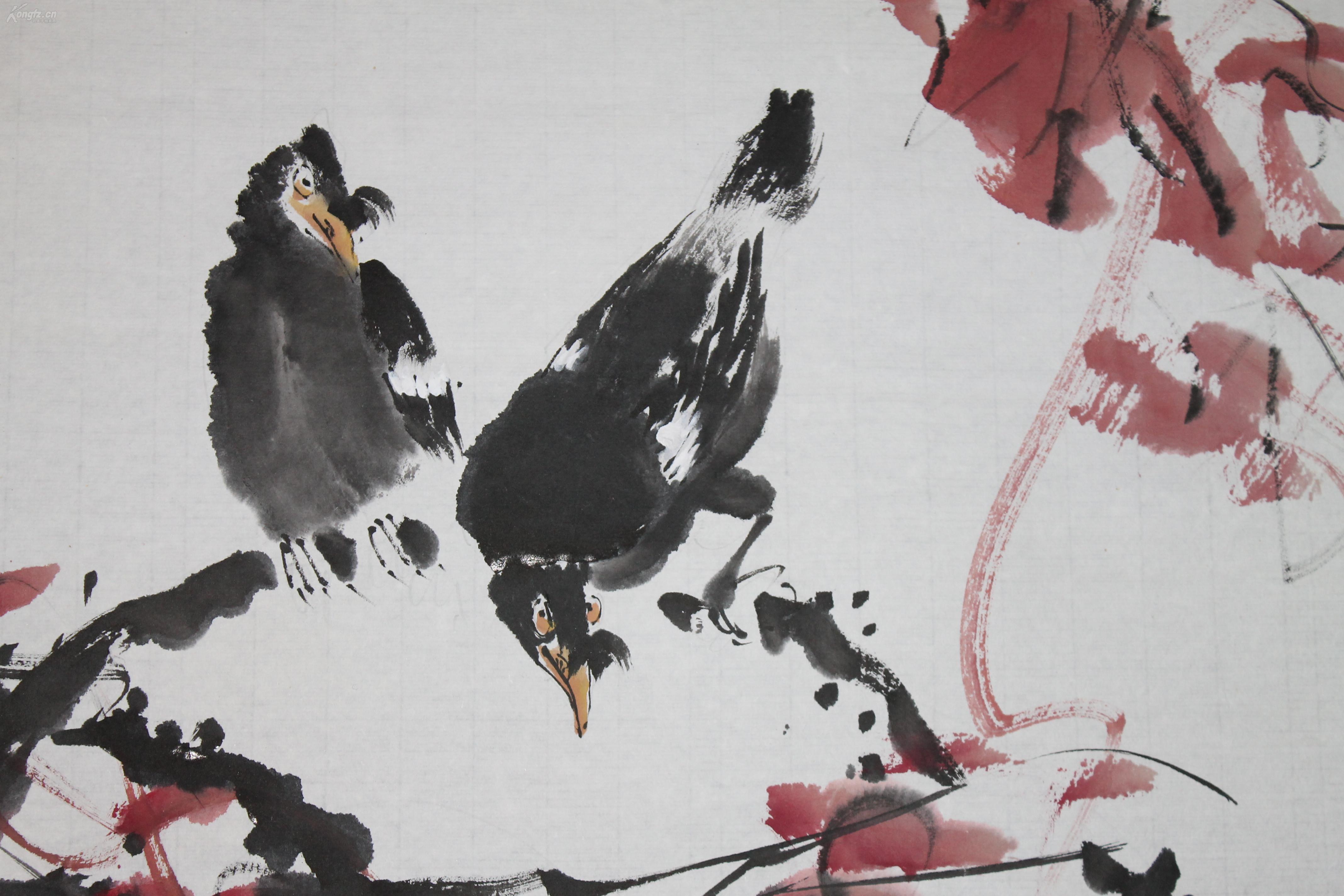 保证手绘 中国现代著名写意花鸟画家《王雪涛》花鸟 拍品编号