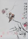 著名画家、鉴定家、批评家 许宏泉作 丙申年（2016）《百草园四季》之《秋声漾》花卉虫鸟设色一幅 纸本托片（约2平尺，钤印“许”、“宏泉”、“听雪斋”） HXTX103780