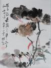 著名画家、鉴定家、批评家 许宏泉作 丙申年 （2016）《百草园四季》之《秋声漾》花卉设色一幅 纸本托片（约2平尺，钤印“宏泉”）HXTX103784