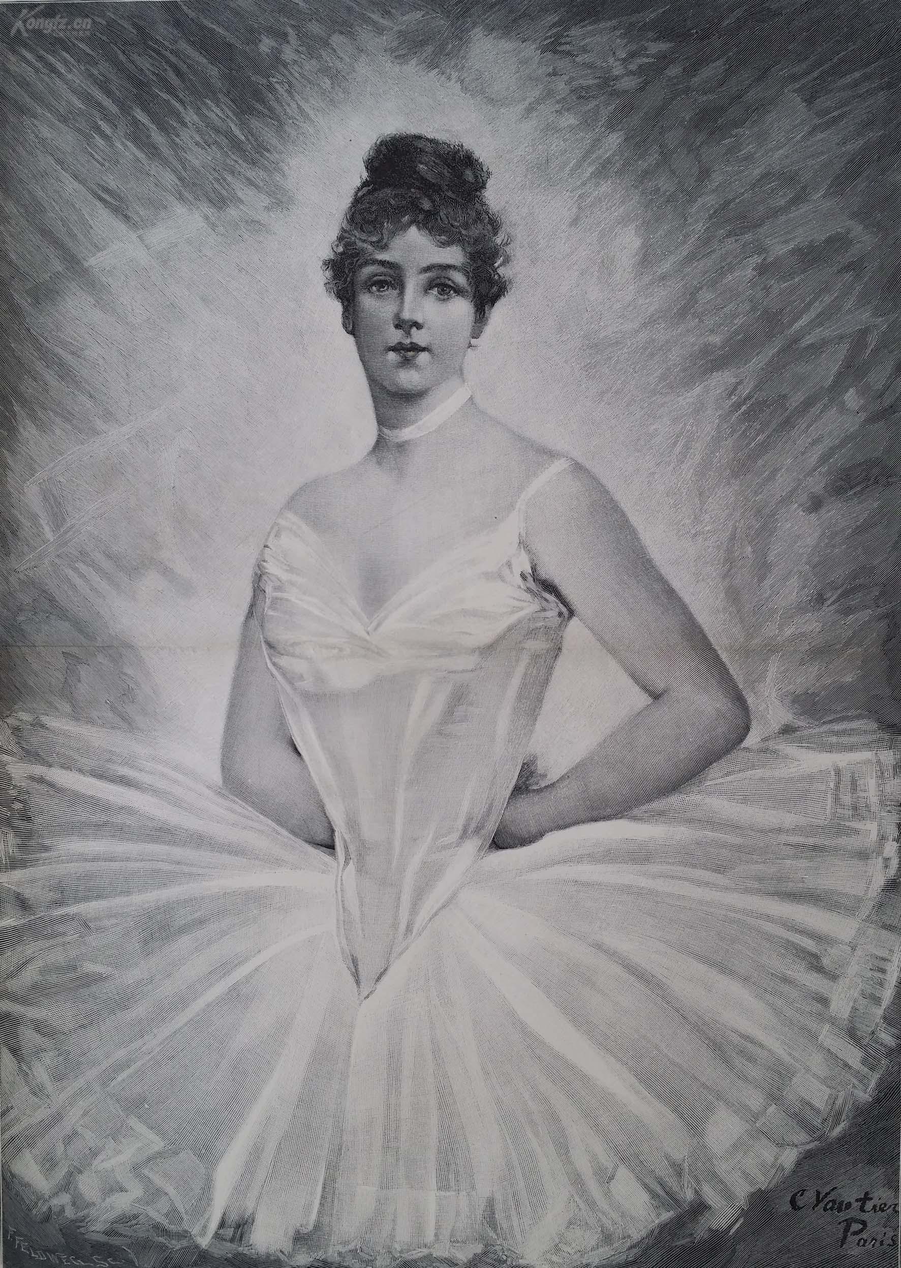 1895年巨幅木口木刻版画《芭蕾舞演员》57×41厘米