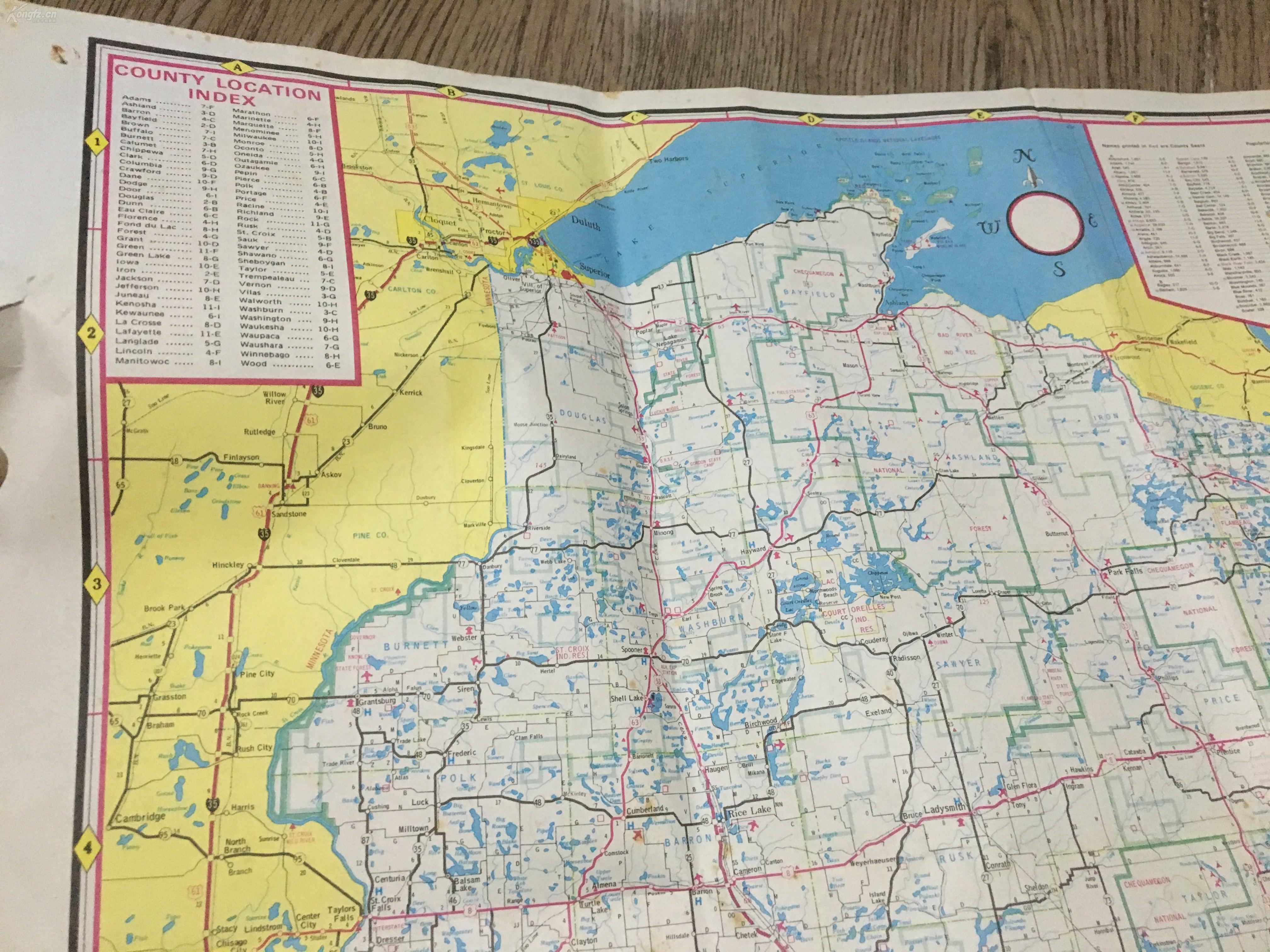 威斯康星州(wisconsin) 英文原版地图