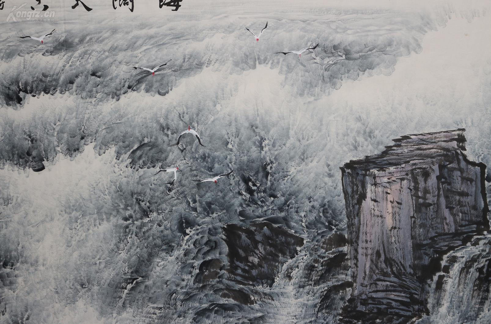 著名画家胡老师纯手绘小八尺大海,百分百纯手绘