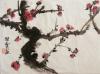 著名画家  刘知白  花鸟横幅  红梅  国画字画