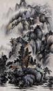 重庆画家 刘云 水墨山水画作《高山流水》 一幅（纸本托片，约3.7平尺，钤印：刘云）HXTX101900