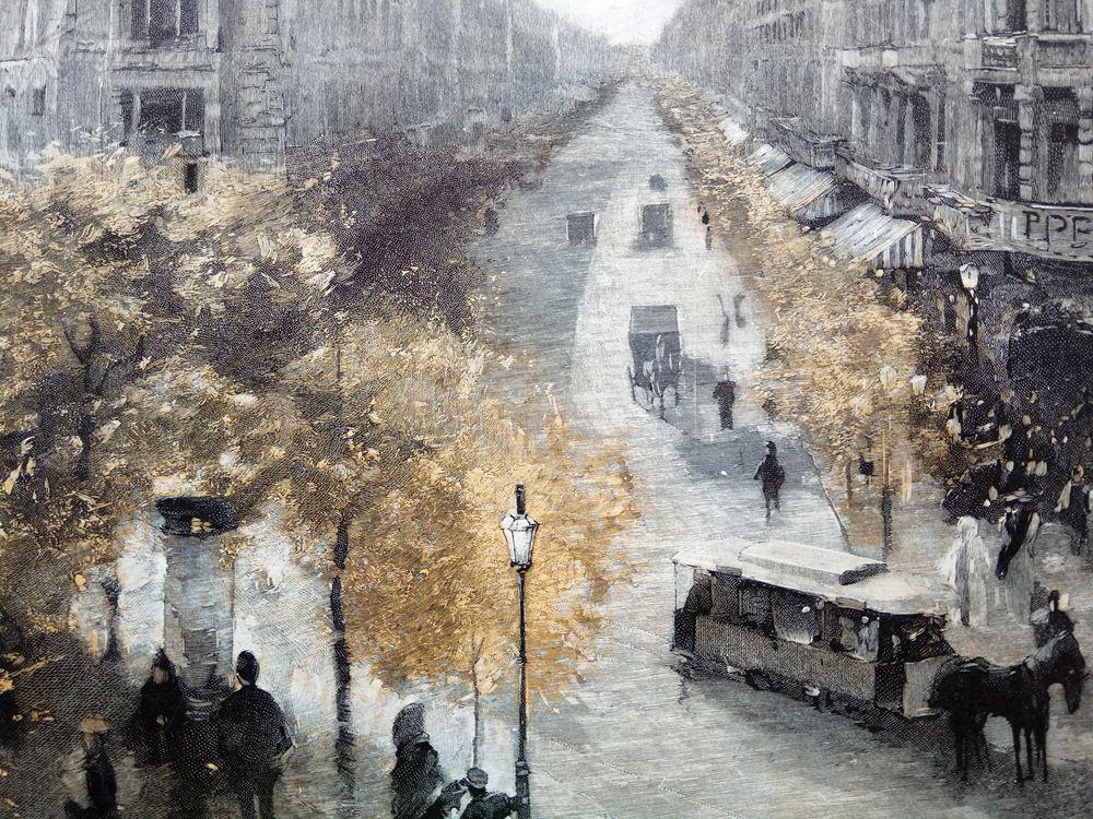 1890年套色木刻版画《安德拉西大街,布达佩斯(andrassy-strasse in