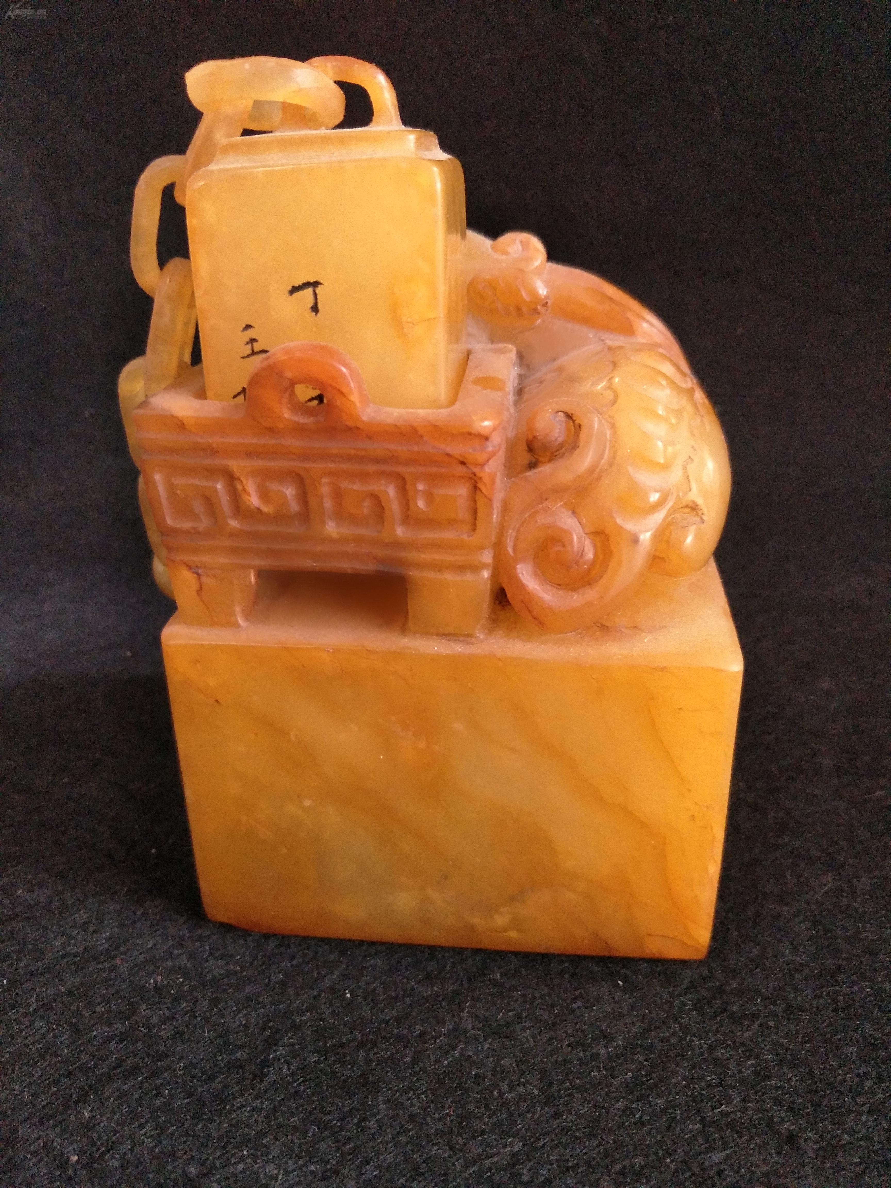 寿山石田黄石母子兽双套印章