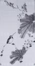 李苦禅之子、著名画家、原清华美院教授 李燕 水墨花卉作品“观荷”一幅（未落款，纸本软片，约4.7平尺）HXTX106959