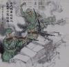 著名连环画家 胡克文 水墨人物画《十九路军在闸北区反击日寇侵略》一幅（纸本立轴，画心约4.1平尺，钤印：胡克文)HXTX116151