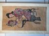 最晚民国  手绘清代小脚美女图 一幅   画心尺寸52*91厘米80-90年代裱工