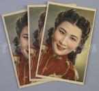 民国时期 永华电影公司定制 著名电影明星王熙春彩色肖像画片一组三张（尺寸：13.8*8.8cm*3） HXTX116764