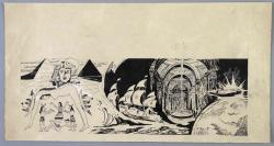 著名油画家、中央美院教授 颜铁铮 手绘插图原稿一张（尺寸：18.4*34.8cm） HXTX118169