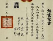 时任上海俄语广播学校校长蒋燕、副校长林琳等 1954年颁发 结业证书一件（尺寸：34*39.5cm，毛笔填写，贴有证主刘志容照片） HXTX111662