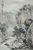 著名连环画名家、上海虹口书画院画师 张载 水墨画作品《秋山初霁》一幅（纸本软片，钤印：张载） HXTX118181