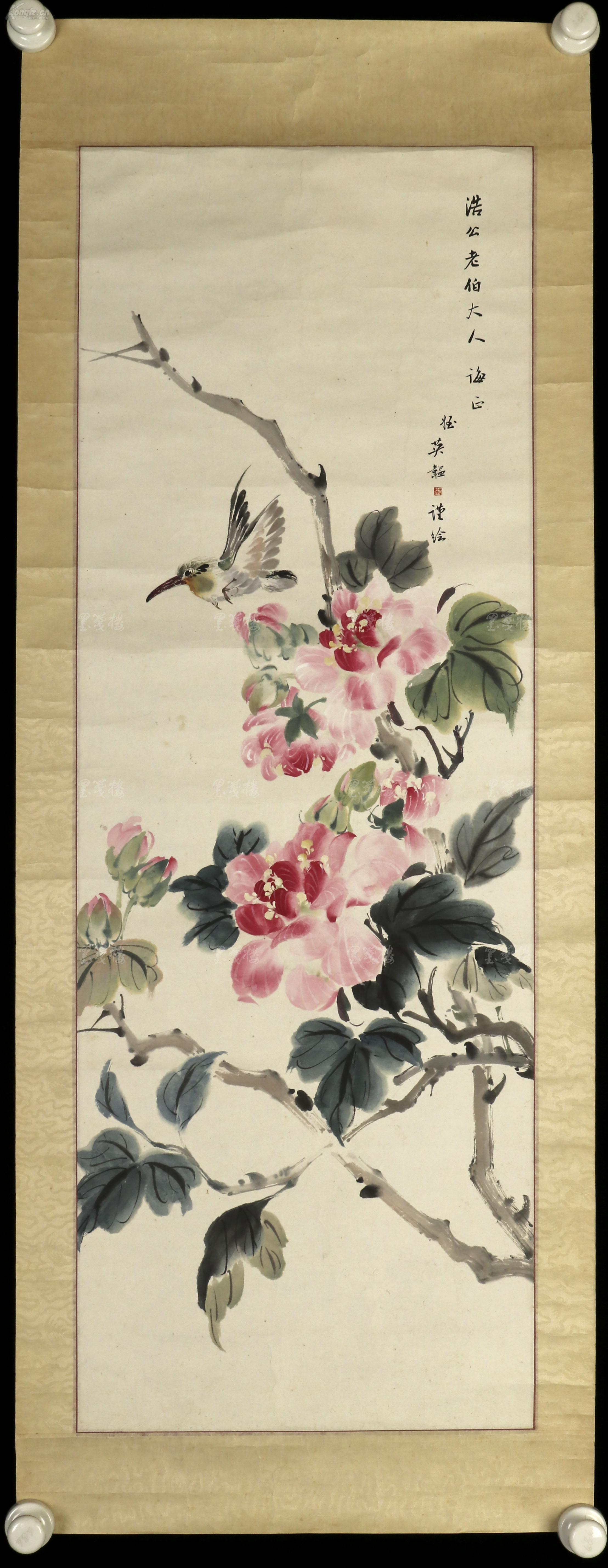 民国老画家汤英韫水墨花鸟画 花开富贵 一幅 纸本镜芯 约2 8平尺 钤印 英韫 Hxtx 孔夫子旧书网